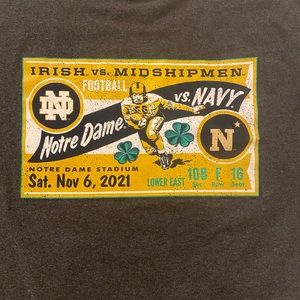 Champion Notre Dame vs Navy 2021 T-Shirt Size XL